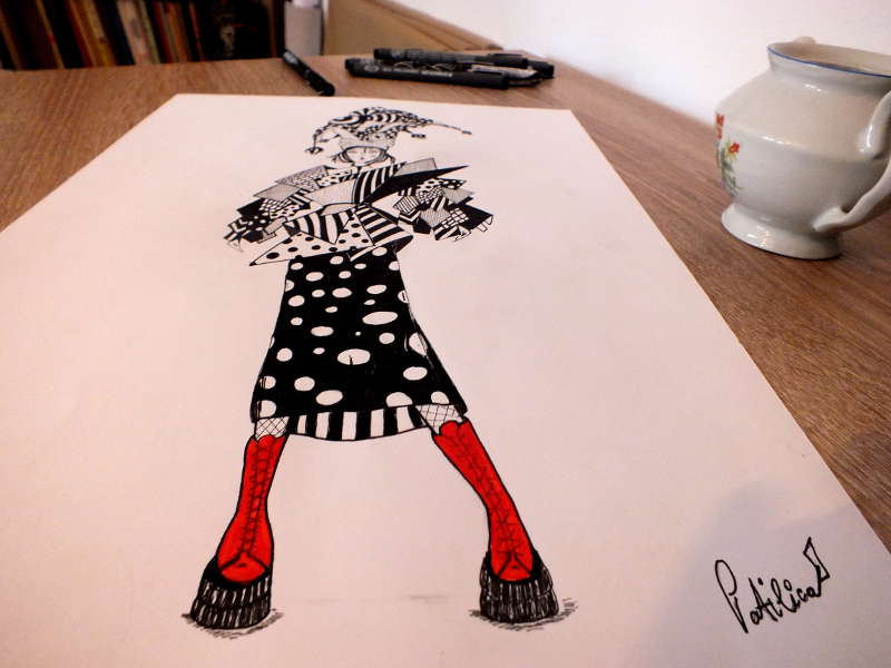 Tablou grafica Fata arlechin