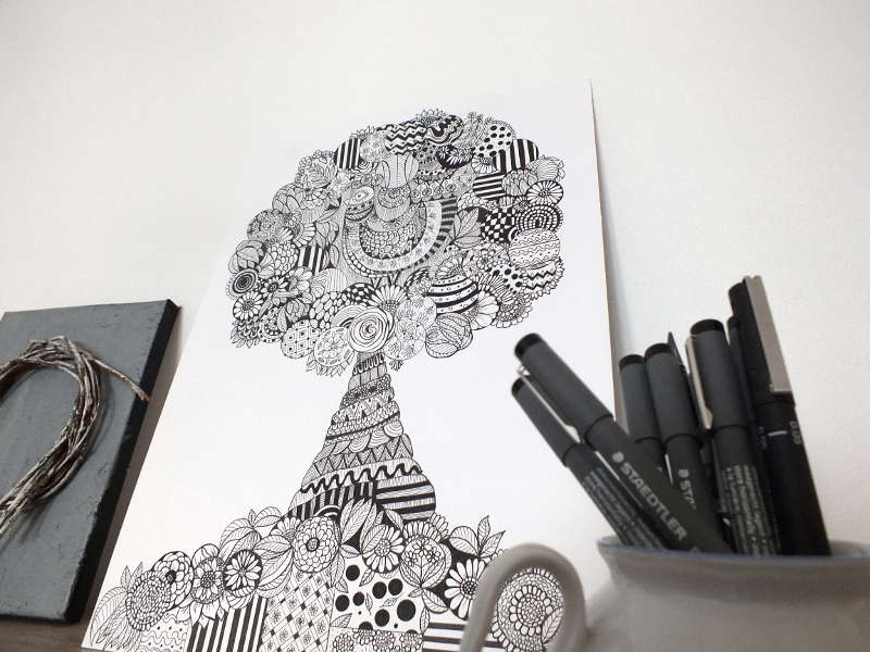 Tablou grafica Un copac fantastic